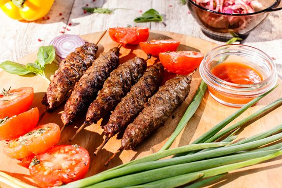 grilled kebabs with vegetables